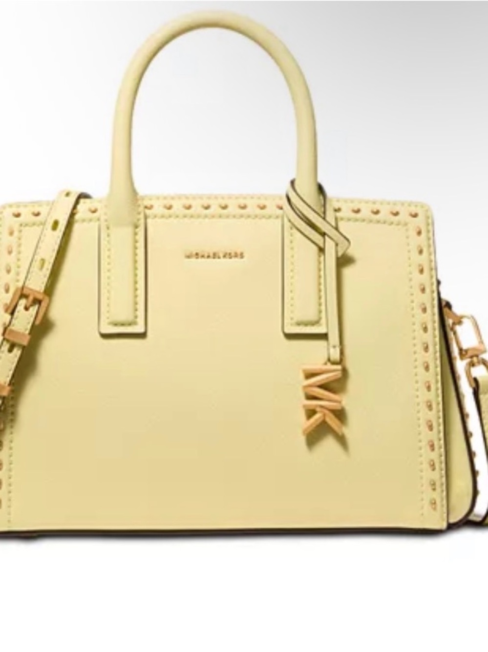 Michael Kors Pale Lemon Yellow Leather Satchel with Gold Hardware